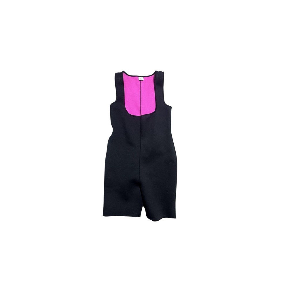 Marika Romper Womens L Black Pink Neoprene Sauna Suit Compression Unitard Short